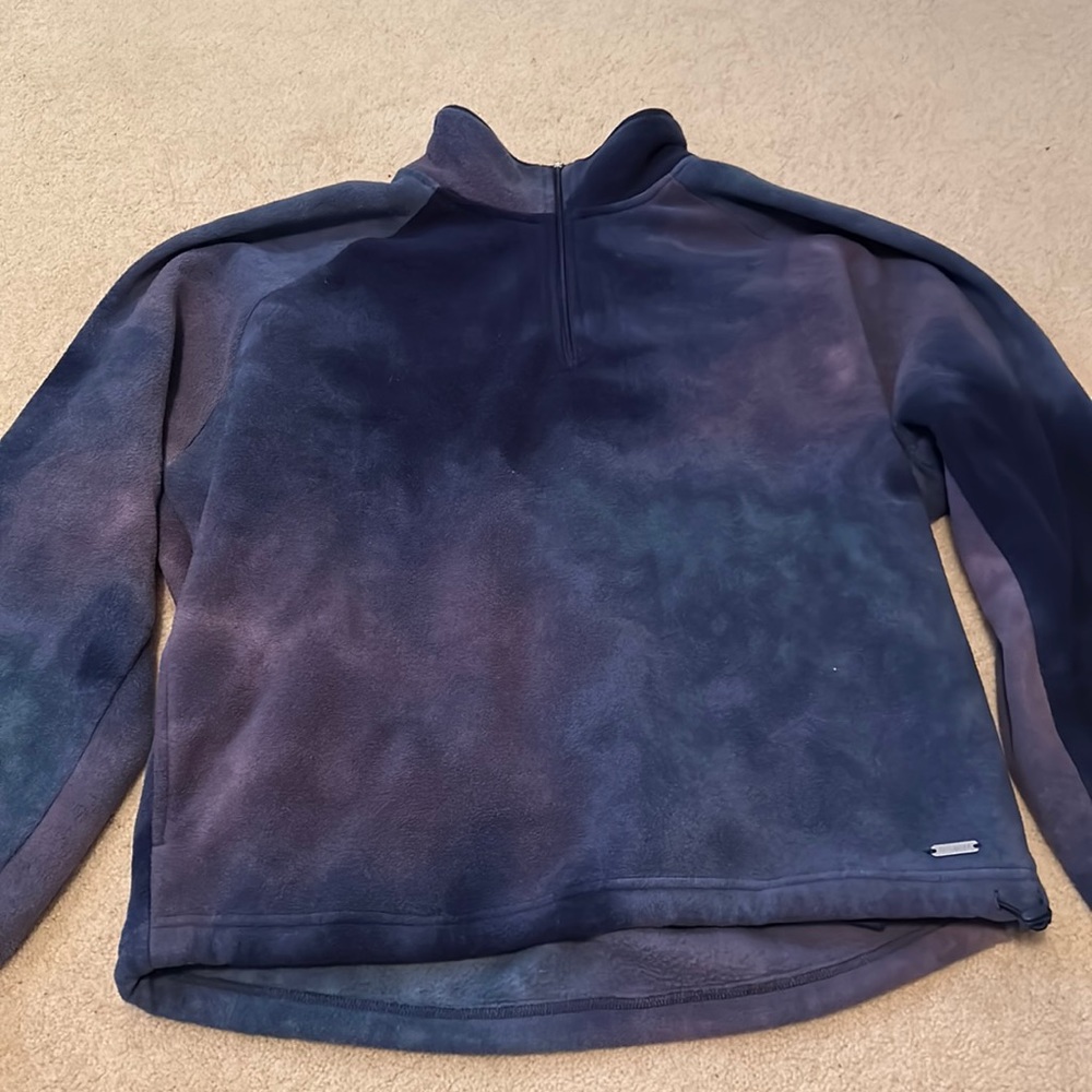 fleece tie dye 1/4 zip with drawstring on waitstband             (runs big)
